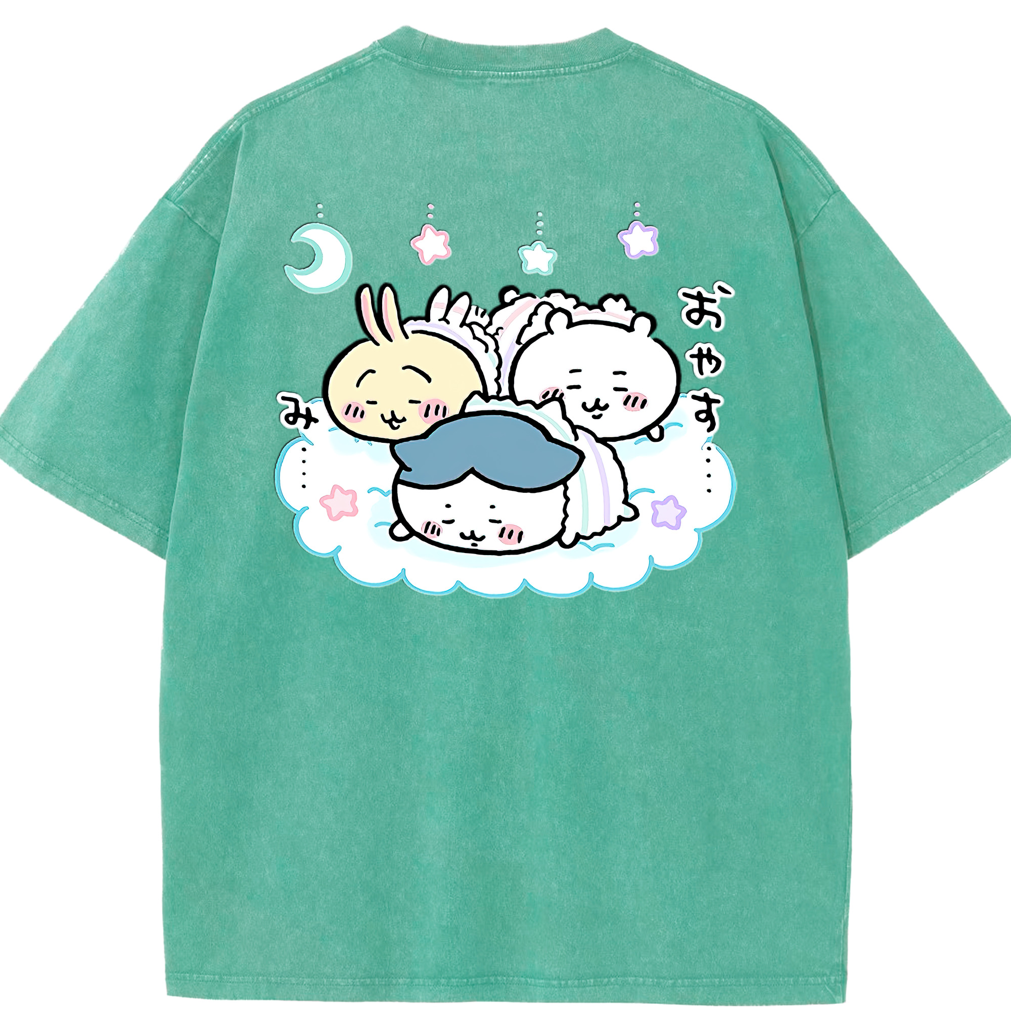 （画像用） ちいかわ ハチワレ Chii-kawa hachiware 綿100% ヴィンテージ風 半袖Tシャツ（背面プリント）